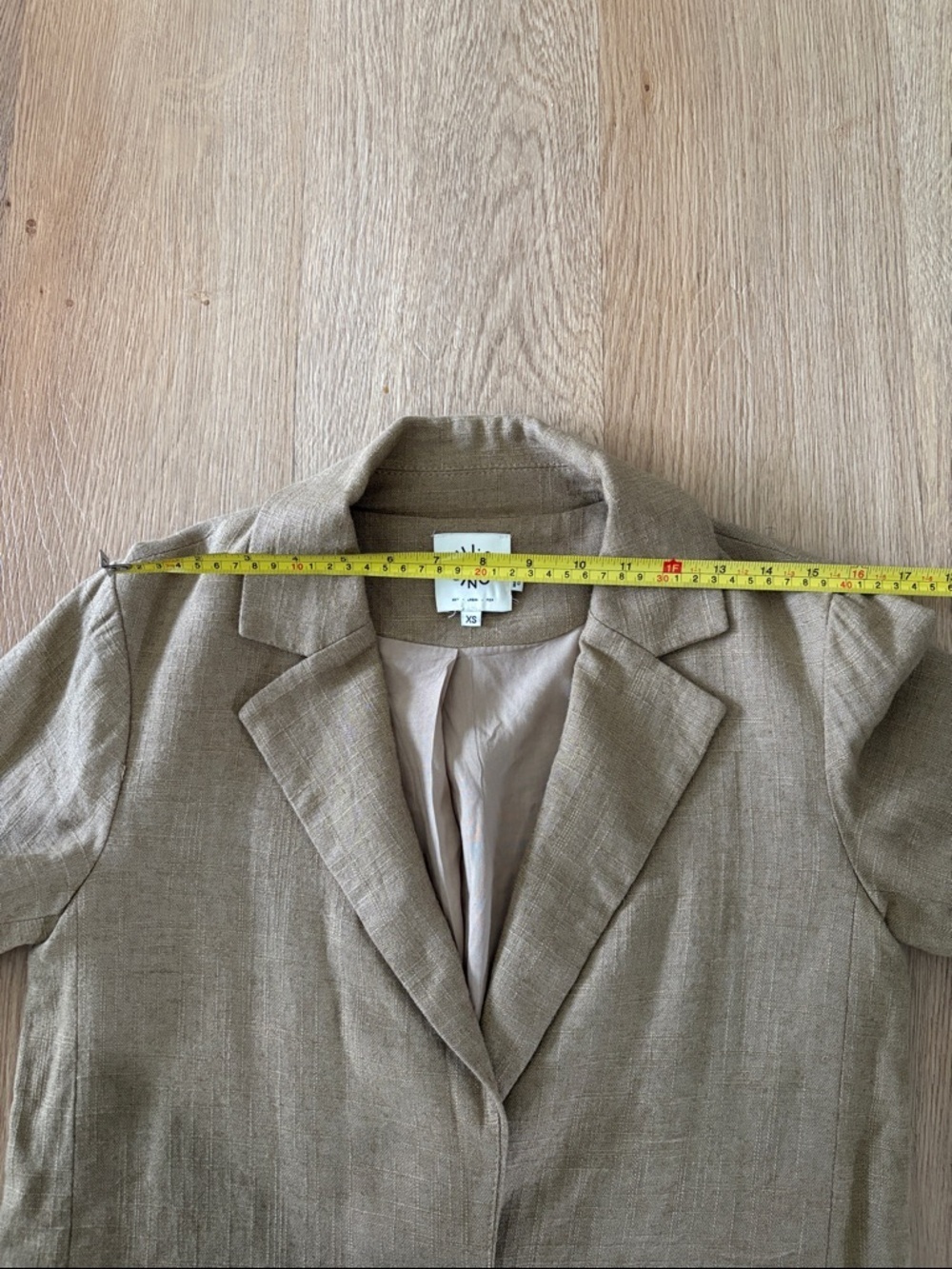 Women's Tan linen Blazer and Pants Set - Picture 5 of 8